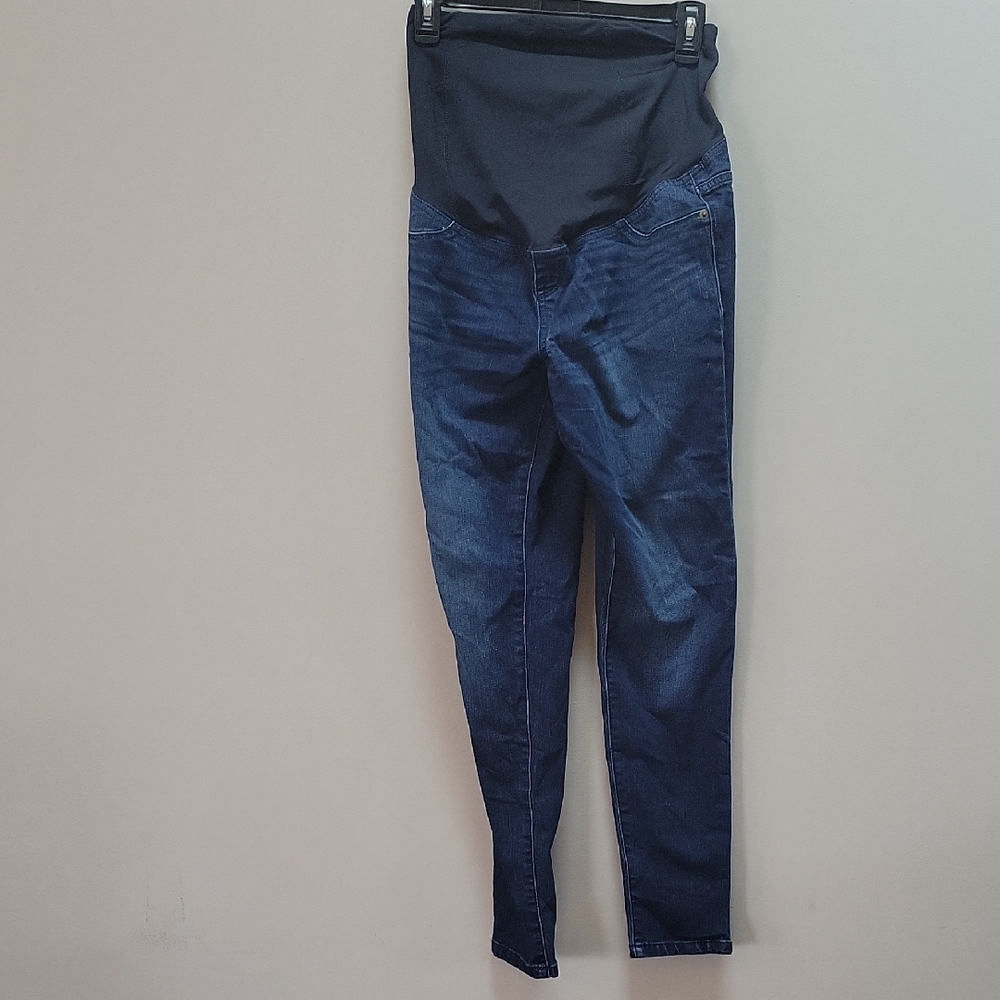 Maternity Dark Blue Skinny Jeans with Stretch Panel